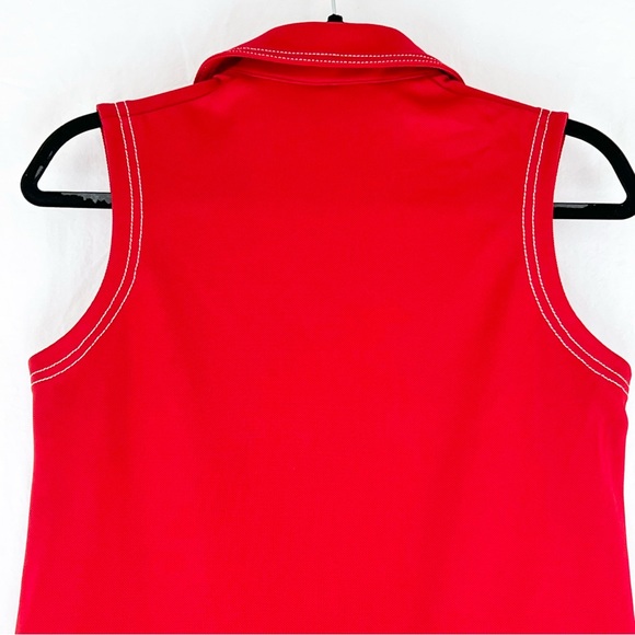 Tory Burch TECH PIQUÉ PICK STITCH GOLF DRESS Sz S Red Polo - Picture 9 of 12